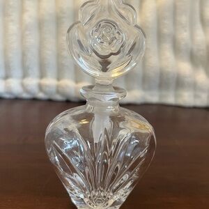 Princess House Crystal Perfume Bottle with Floral Stopper